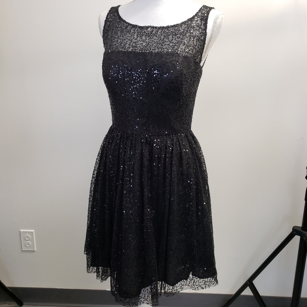 MXI Black Sequin Dress with Flaw Size 11/12